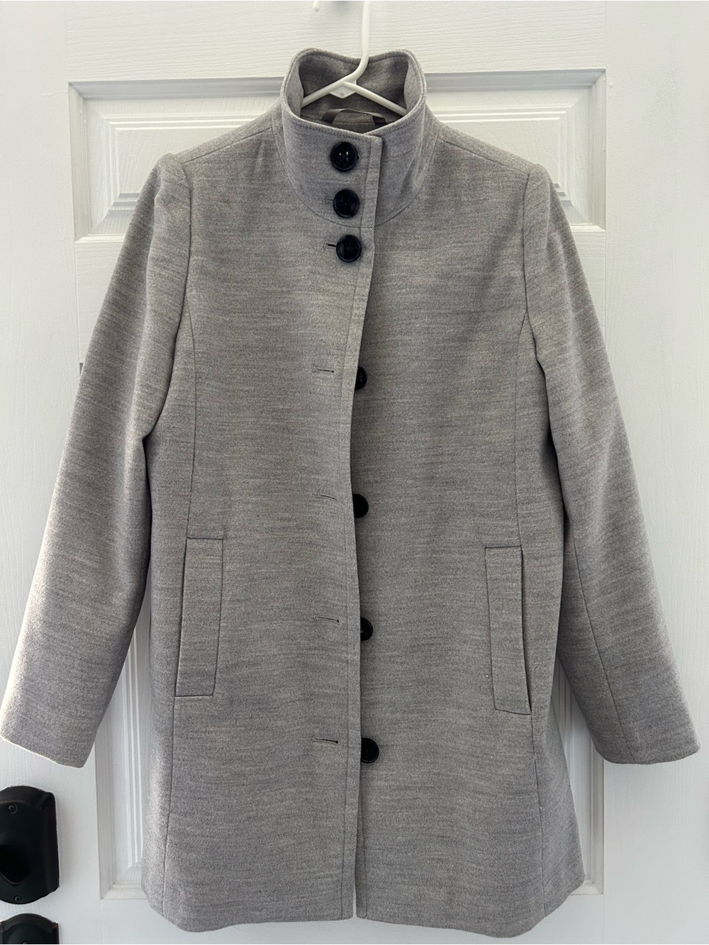 Lands' End Light Gray Stand-Collar Pea Coat